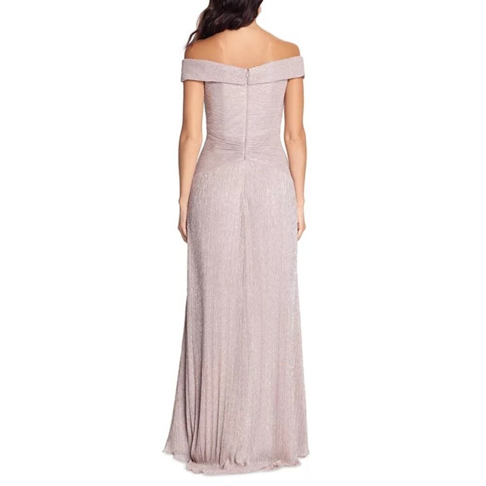 Xscape Ruffled Off-The-Shoulder Evening Sheath Gown Rose Pick Size 12 Petite NWT - Picture 2 of 12